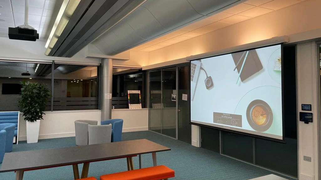 A town hall space with AV installed by AV Xpert