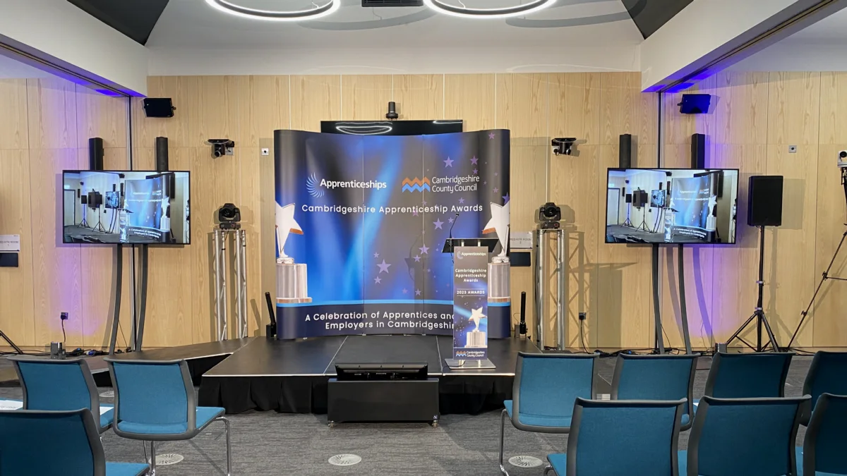 Branded staging at the Cambridgeshire Apprenticeship Awards