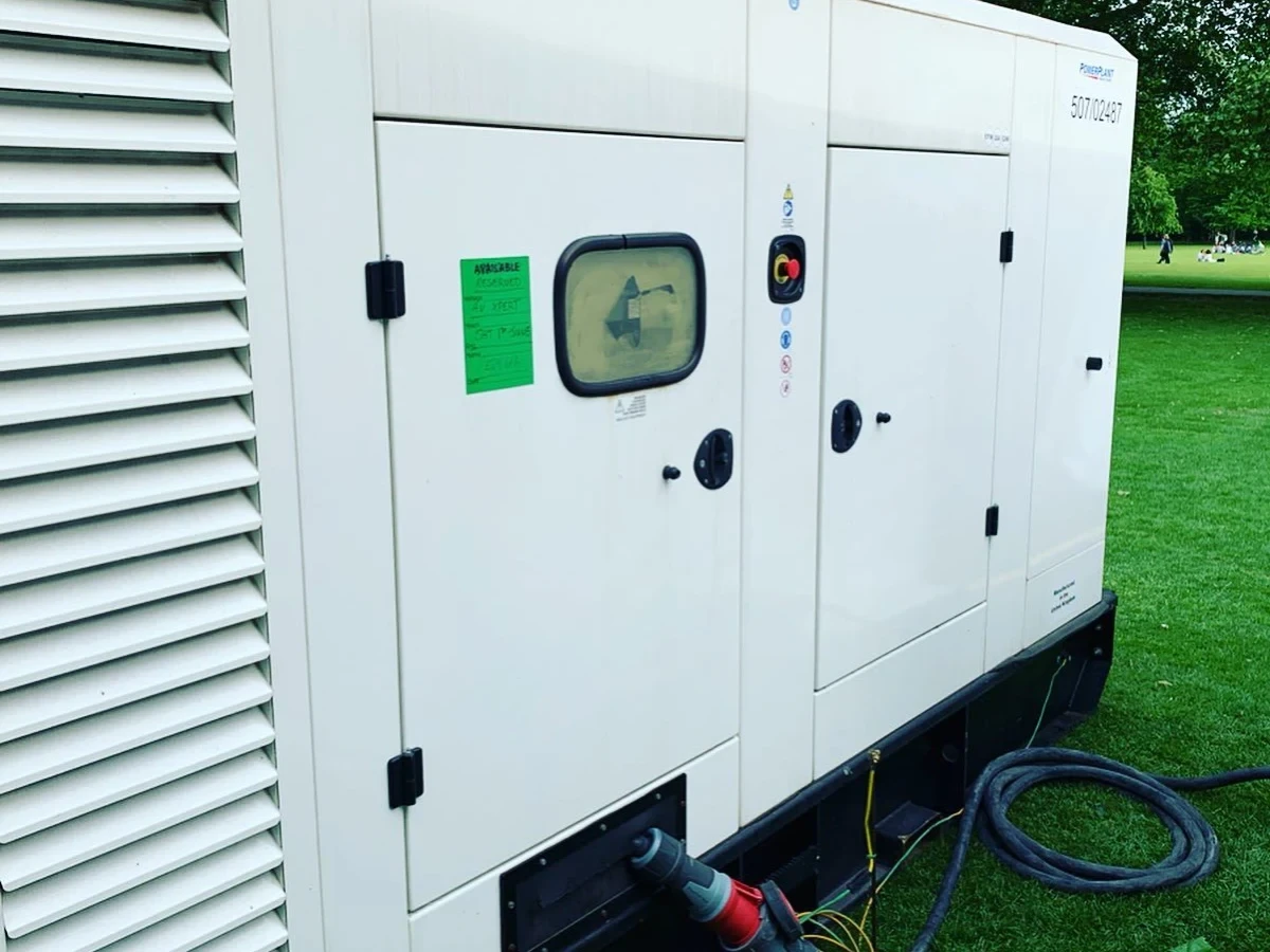 A silent generator supplying power at the Cambridge Dragon Boat Festival