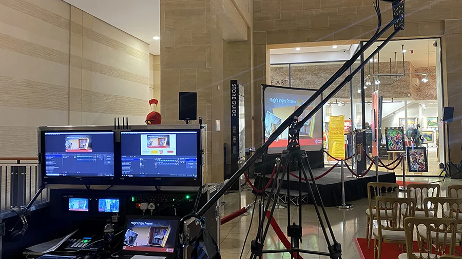 Live streaming an auction event at the Grand Arcade, Cambridge