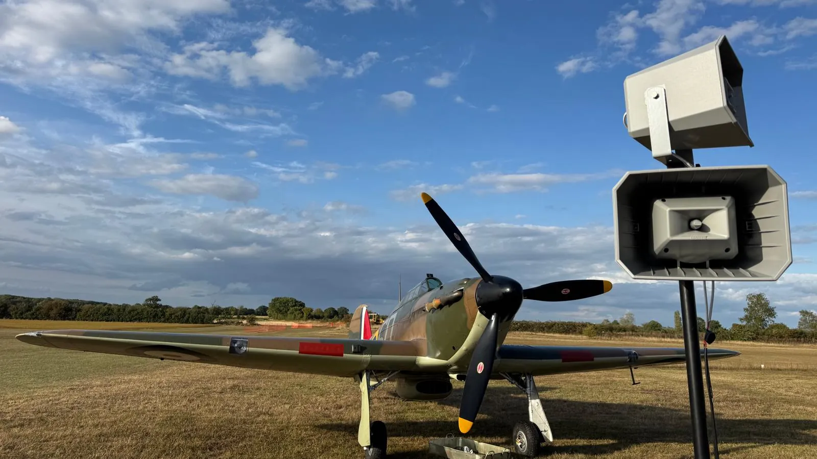 An outdoor PA speaker at Gransden Airshow