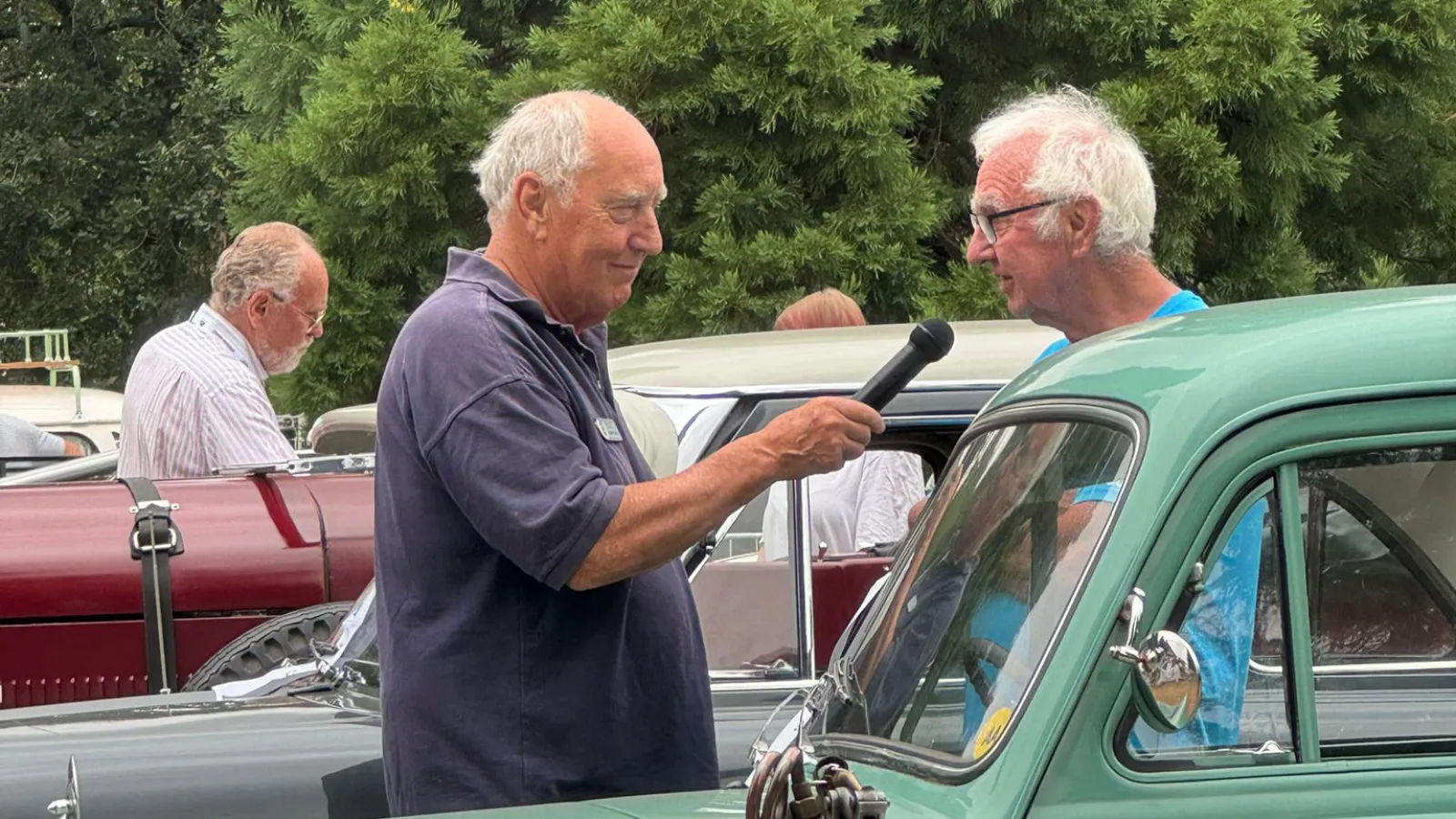 Live commentary with a roving microphone at the Kimbolton Classic Car Show