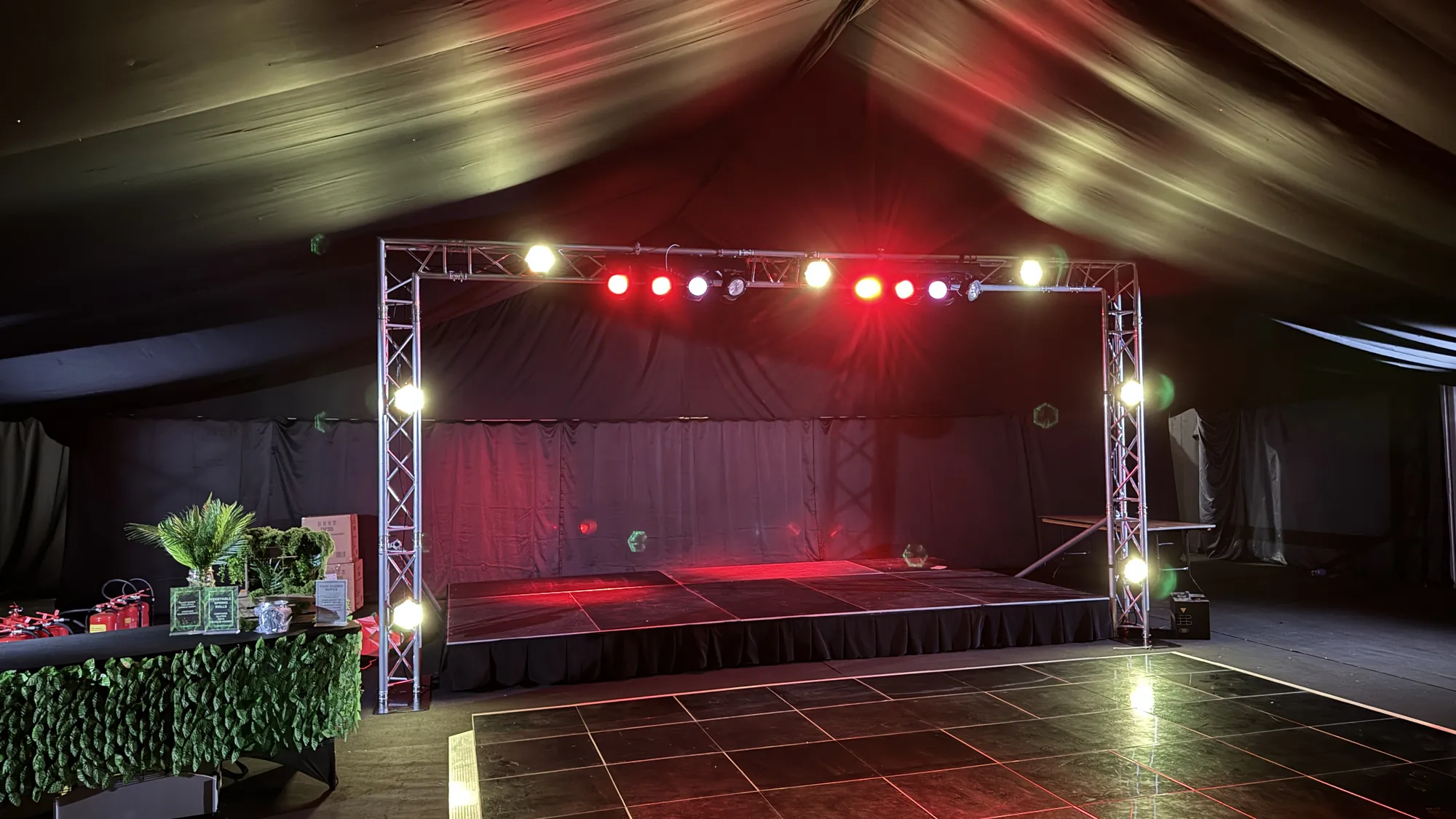 Stage lighting on truss for a live event