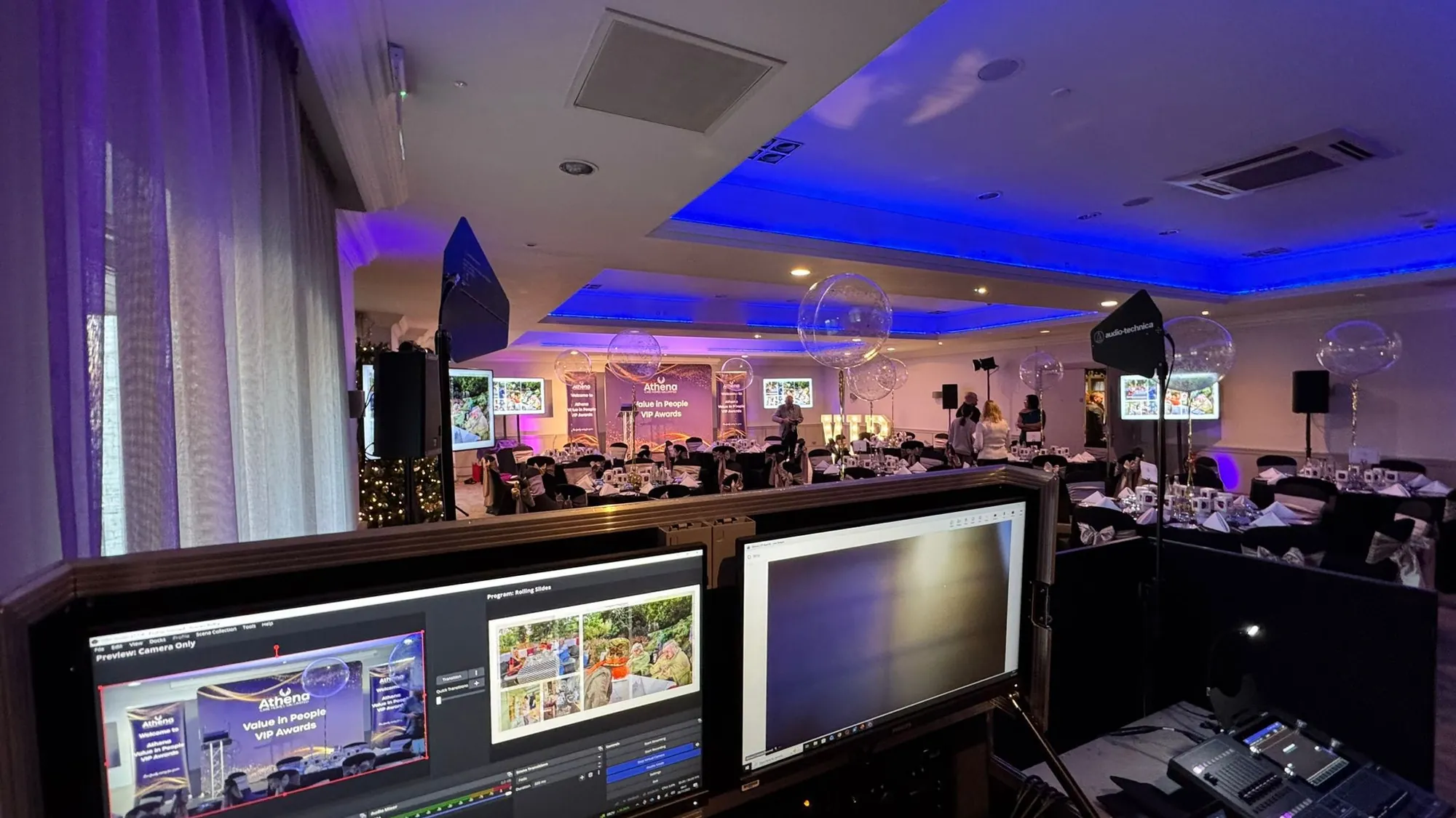 Live streaming equipment at a corporate conference