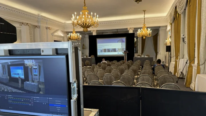 An AGM in a historic London club with projection, cameras and live streaming from AV Xpert